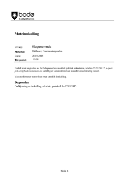 Møteinnkalling - Utvalg Bodø komune
