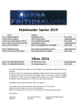 Stjørna Fritidsklubb Plan høsten 2015