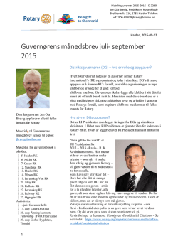 Guvernørens månedsbrev juli- september 2015