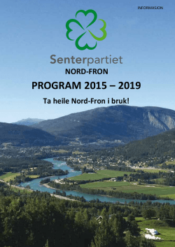 NORD-FRON SENTERPARTI SITT PROGRAM FOR