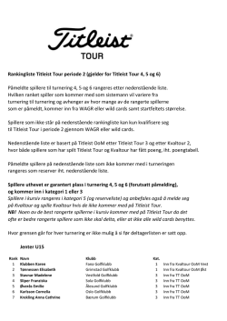 Rankingliste Titleist Tour periode 2 (gjelder for Titleist Tour 4, 5 og 6