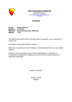 SØR-VARANGER KOMMUNE Innkalling