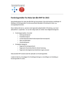 Forskningsmidler fra Helse Sør-Øst RHF for 2015