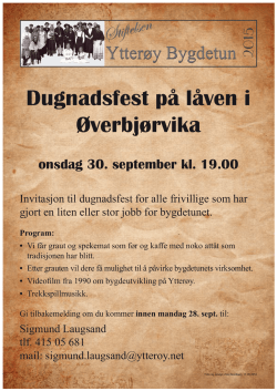 Dugnadsfest på låven i Øverbjørvika onsdag 30