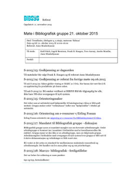 Møte i Bibliografisk gruppe 21. oktober 2015