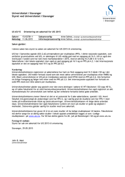 Orientering om søkertall for UiS 2015