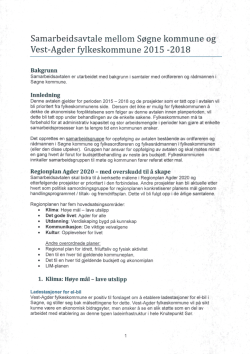 Samarbeidsavtale med Søgne kommune (2015-2018) - Vest