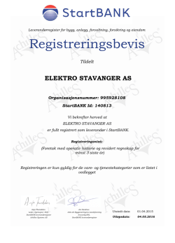 Registreringsbevis - Elektro Stavanger AS