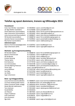Tlf og epost Tillitsvalgte 2015 – pr 25.april 15