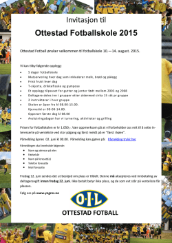 Invitasjon til Ottestad Fotballskole 2015