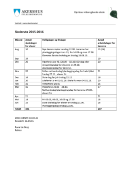 Skoleruta 2015-2016 - Bjertnes videregående skole