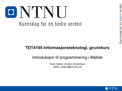 TDT4105 Informasjonsteknologi, grunnkurs Introduksjon til