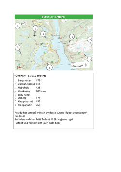 TURFANT - Sesong 2014/15 1. Bergsnuten 479 2. Vardaheia (ny