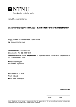 Eksamensoppgave i MA0301 Elementær Diskret Matematikk
