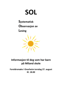 Foreldreinformasjon SOL