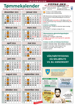 Tømmekalender Kautokeino 2016