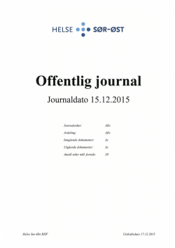 Offentlig journal - Helse S&oslash;r-&Oslash;st
