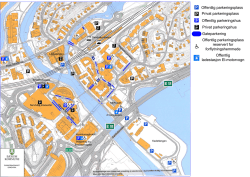 Kart over parkeringsplasser for forflytningshemmede i Sandvika