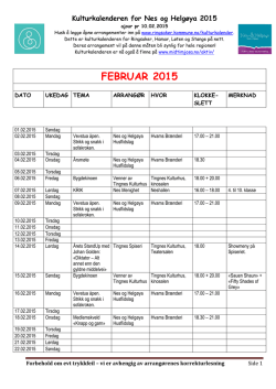 Kulturkalenderen for Nes og Helgøya 2015