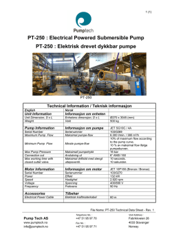 PT-250 Technical Data Sheet - Rev. 1