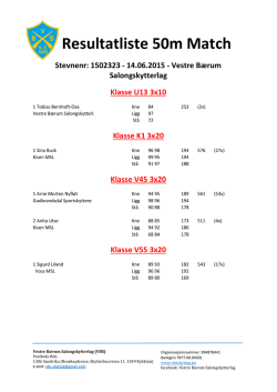 Resultatliste 50m Match - Vestre Bærum Salongskytterlag