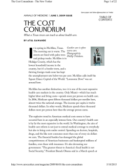 Page 1 of 22 The Cost Conundrum - The New Yor er 5/18/2015 http