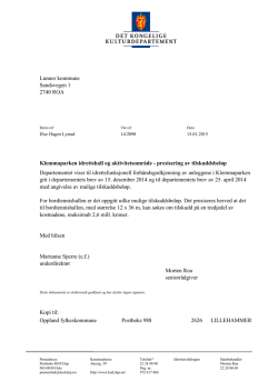 Tilsagnsbrev fra kullturdepartementet av 15.01.15