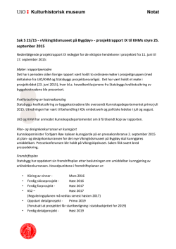 Prosjektrapport IX fra KHM-adm. til styret.