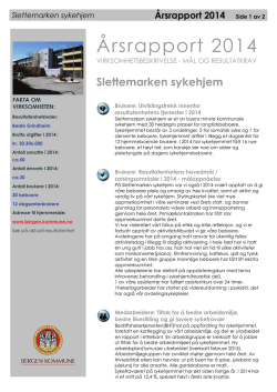 Årsrapport 2014 - Slettemarken sykehjem