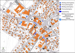 Kart over parkeringsplasser for forflytningshemmede på Bekkestua