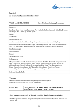 Protokoll fra styremøte i Sykehuset Innlandet 23 april 2015 (godkjent)