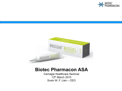 Biotec Pharmacon ASA