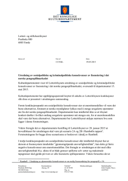 Kulturdepartementets brev til Lotteritilsynet 19. mai 2015 ()