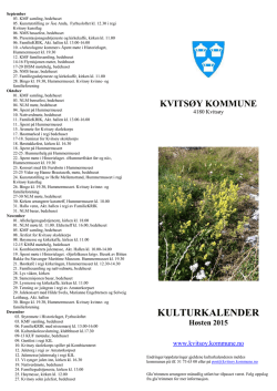 KULTURKALENDER - Kvitsøy kommune
