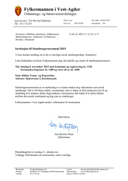 Invitasjon til Statsborgerseremoni 2015