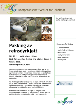Program for kurset Pakking av reinsdyrkjøtt