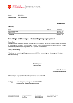 Årsmeldingar for fylkesvegane i Hordaland og Bergensprogrammet