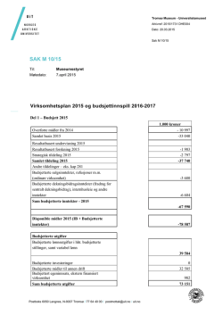 Sak M 10/15 Virksomhetsplan 2016 og