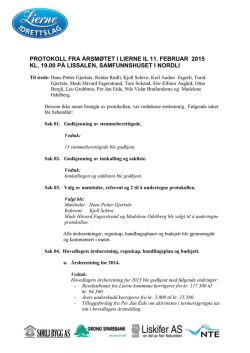 protokoll fra årsmøtet i lierne il 11. februar 2015 kl. 19.00 på lissalen