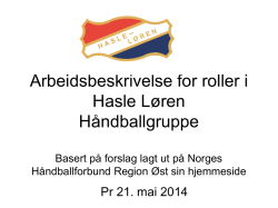 Arbeidsbeskrivelse roller i HL Håndball Juni 2014 - Hasle