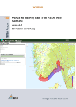 Manual for entering data to the nature index database
