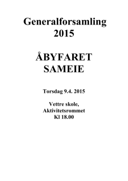 Generalforsamling 2015 ÅBYFARET SAMEIE