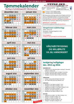 Tømmekalender Alta 2016