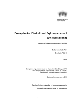 Emneplan for Flerkulturell fagkompetanse 1 (30