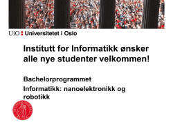 Institutt for Informatikk ønsker alle ny studenter velkommen!