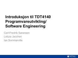 Introduksjon til TDT4140 Programvareutvikling
