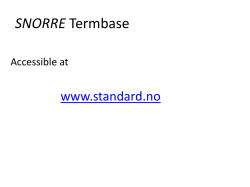 SNORRE - English User Manual