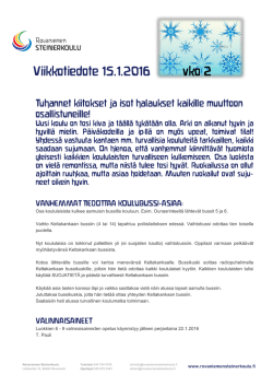 Viikkotiedote 15.1.2015 - Rovaniemen Steinerkoulu