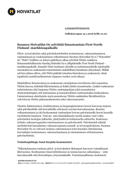 Suomen Hoivatilat Oy selvittää listautumista First North Finland