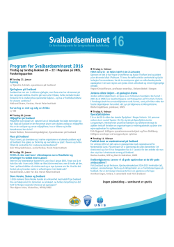 Program Svalbardseminaret 2016